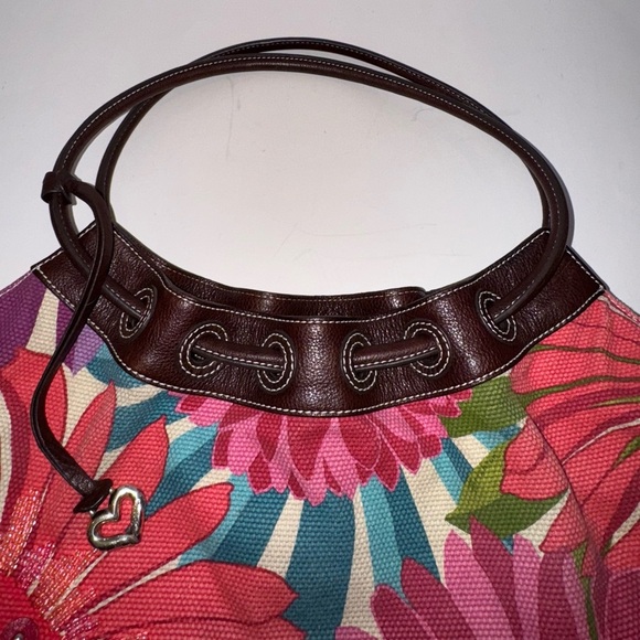 BRIGHTON 3D Flowered embroidered Pink Flowers hobo Shoulder Tote Bag - Picture 11 of 15